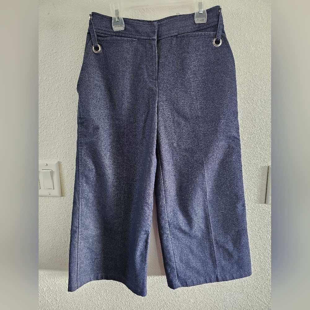 ST JOHN Sport Wide Leg Cropped Denim Pants Sz 4
